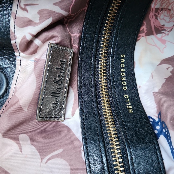 Stella & Dot Black Leather Purse Shoulder Bag Snakeskin Detail Sides - Picture 10 of 17